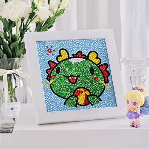 EXQULEG 5d Diamond Painting Set Kinder,Malen nach Zahlen Diamant Painting Cartoon Tiere für Kinder Arts Craft für Home Decor 18 X 18 cm (Drachen) von EXQULEG