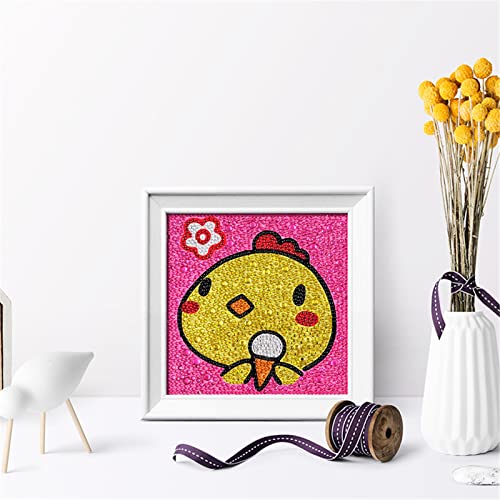 EXQULEG 5d Diamond Painting Set Kinder,Malen nach Zahlen Diamant Painting Cartoon Tiere für Kinder Arts Craft für Home Decor 18 X 18 cm (Küken) von EXQULEG