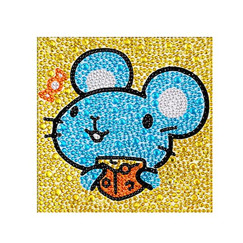 EXQULEG 5d Diamond Painting Set Kinder,Malen nach Zahlen Diamant Painting Cartoon Tiere für Kinder Arts Craft für Home Decor 18 X 18 cm (Maus) von EXQULEG