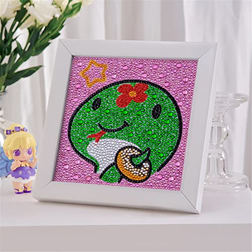 EXQULEG 5d Diamond Painting Set Kinder,Malen nach Zahlen Diamant Painting Cartoon Tiere für Kinder Arts Craft für Home Decor 18 X 18 cm (Schlange) von EXQULEG