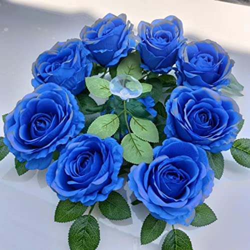 EXQULEG Auto Schmuck Braut Paar Rose Deko Dekoration Autoschmuck Hochzeit Car Auto Wedding Deko Girlande Autodeko Hochzeitsdeko (Blau) von EXQULEG