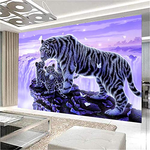 EXQULEG DIY Diamant Painting Kit 5D Full Bohrer Tiger Strass Bilder Handgemachtes Klebebild Stickerei Malerei Digitale Sets Wanddekoration (100x70cm) von EXQULEG