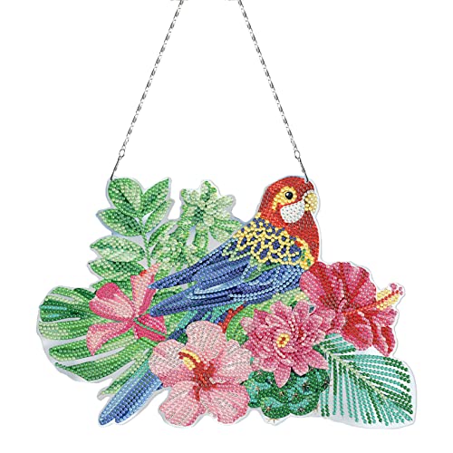 EXQULEG Diamond Painting Bunt Schmetterling Wolf und Vogel Diamond Painting Anhänger DIY Special Shaped Bohrer Kristall Anhänger Suncatcher für Fenster Garten Deko Geschenk (Vogel) von EXQULEG