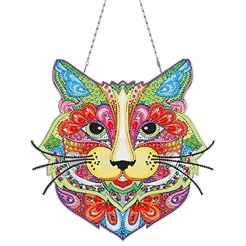 EXQULEG Diamond Painting Bunt Schmetterling Wolf und Vogel Diamond Painting Anhänger DIY Special Shaped Bohrer Kristall Anhänger Suncatcher für Fenster Garten Deko Geschenk (Wolf) von EXQULEG