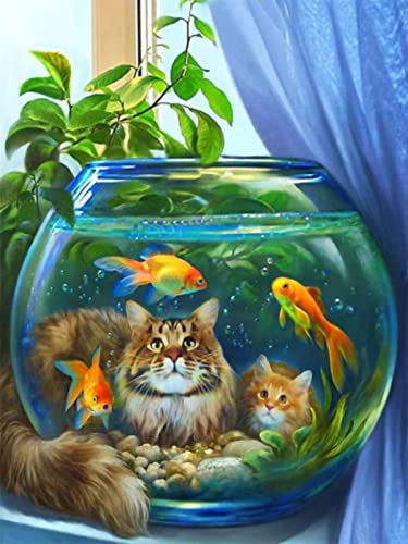 EXQULEG Diamond Painting Katze, 5D Diamond Painting Erwachsene, Cat Diamant Painting Bilder DIY Full Runden Drill Diamant Malerei Kits als Geschenk und Home Wand Dekor (B,30X40CM) von EXQULEG