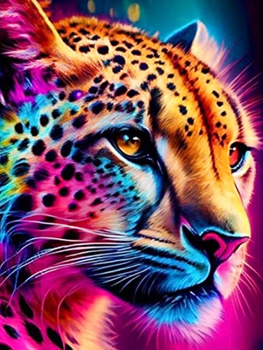 EXQULEG Diamond Painting Leopard, 5D DIY Diamant Painting Tier Kit, Diamant Painting Bilder für Erwachsene Kinder, Diamant Malerei Kits Arts Craft für Home Wand Decor (30x40cm) von EXQULEG