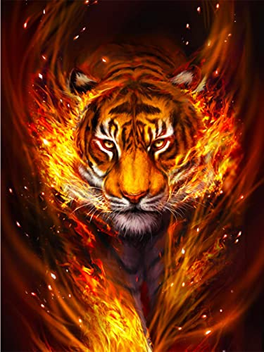 EXQULEG Diamond Painting Set Tiger, DIY 5d Diamant Painting Erwachsene Bilder groß, Tier Diamond Painting Bilder für Wohnzimmer Schlafzimmer Büro Wand Dekoration (40x60cm) von EXQULEG