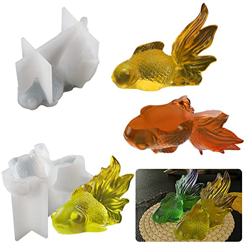 EXQULEG Epoxidharz Fischform Koi Fisch Harz Casting Formen Koi Fisch Silikonharzform, Epoxidharz Gießform Resin Formen, für DIY Herstellung Dekoration Bonsai, Fondant Kuchen Dekorieren von EXQULEG