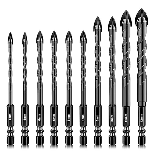 Extralink Universal-Bohrerset – 10-teiliges Set (5-12 mm) für Glas, Fliesen, Holz & mehr – Premium YG6X Carbide, langlebig & präzise, 1/4-Zoll-Sechskantschaft von EXTRALINK