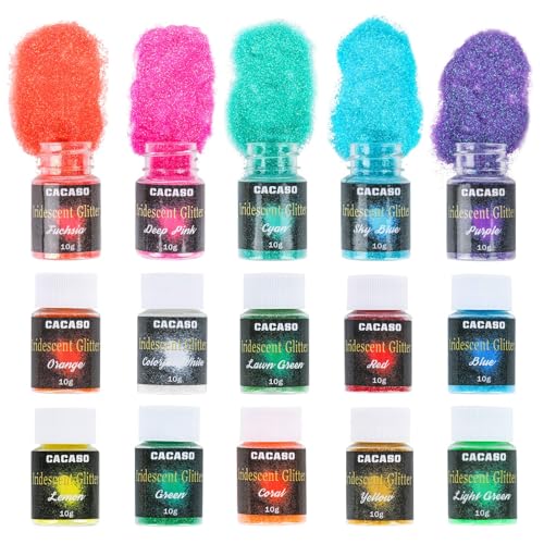 EXTRAPINS 15 Farben Glitzerpulver,Feiner Glitte 150G,Glitzer Pulver Glitter Bunten,Holographic Glitzer Pulver,DIY Basteln Glitzer für Epoxidharz,Dekoration,Masquerade,Nagelkunst von EXTRAPINS