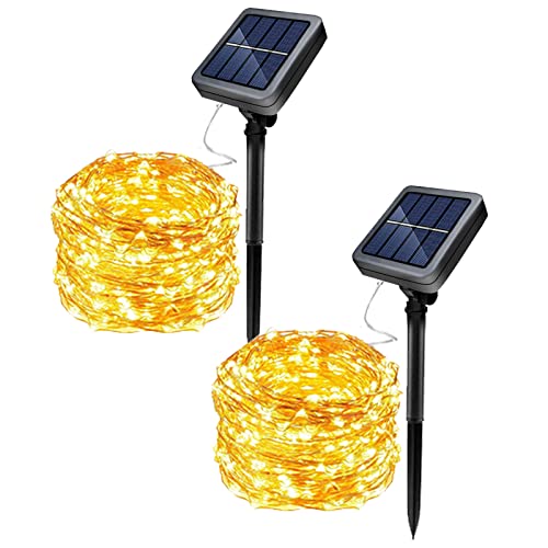 EXTRASTAR 20M Solar Lichterkette Aussen led solar lichterkette außen 200 LED Solar Kupferdraht Lichterkette, 8 Modi Wasserdicht Solarlichterkette für Außen, Garten, Terrasse, Balkon Deko von EXTRASTAR