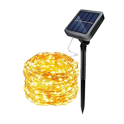 EXTRASTAR 20M Solar Lichterkette Aussen led solar lichterkette außen 200 LED Solar Kupferdraht Lichterkette, 8 Modi Wasserdicht Solarlichterkette für Außen, Garten, Terrasse, Balkon Deko (Warmweiß) von EXTRASTAR