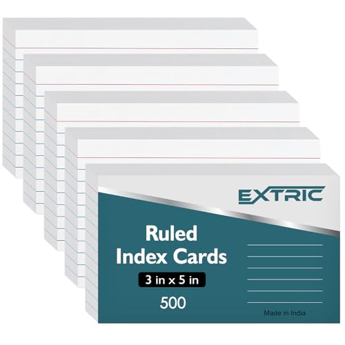 Karteikarten, 7,6 x 12,7 cm, liniert, 500 Stück – Lernkarten, Notizkarten für Büro- und Schulbedarf von EXTRIC