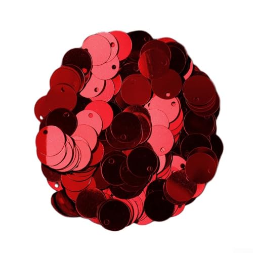 EXTRWORY 10 mm Runde Plastik Pailletten Große Pailletten mit Loch DIY Pailletten für selbstgemachten Schmuck und Kleidung(Red) von EXTRWORY