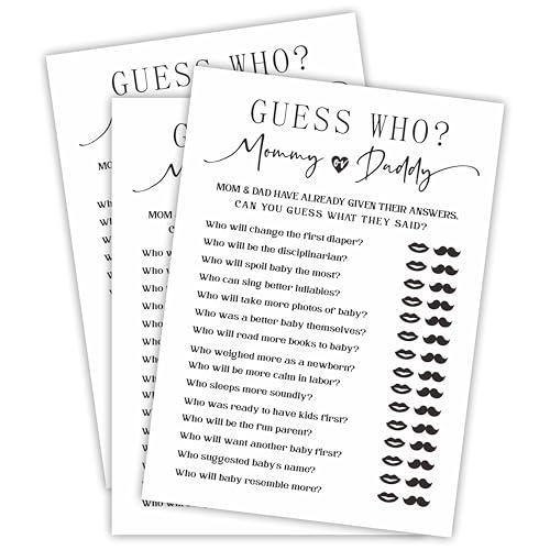 Baby-Party-Spiel-Set – Guess Who Mommy or Daddy – 30 doppelseitige Spielkarten zum Ausfüllen für Babyparty, Geschlechtsoffenbarung, Partygeschenk, Aktivität und Zubehör – A12 von EXW