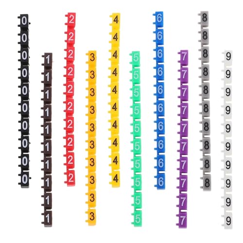 Kabel Draht Marker， 150 Pcs Elektrische Aufkleber Draht Nummer Label Multicolor Kabel Marker Etikettierer Elektrische 0-Krawatte Clip-auf Selbst-Adhesive Elektrische(0.48x0.30x0.30cm) von EYRMQWJPC