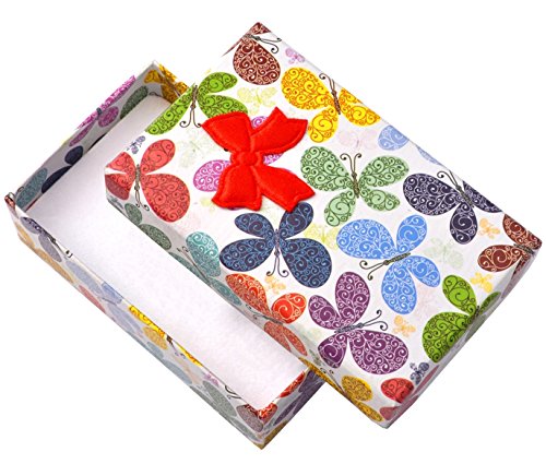 EYS JEWELRY Schmetterlinge Schmuck-Etui für Ohrringe Kette Anhänger 50 x 80 x 25 mm Kartonage mehrfarbig Halskette-Box Schachtel Schatulle Geschenk-Verpackung von EYS JEWELRY
