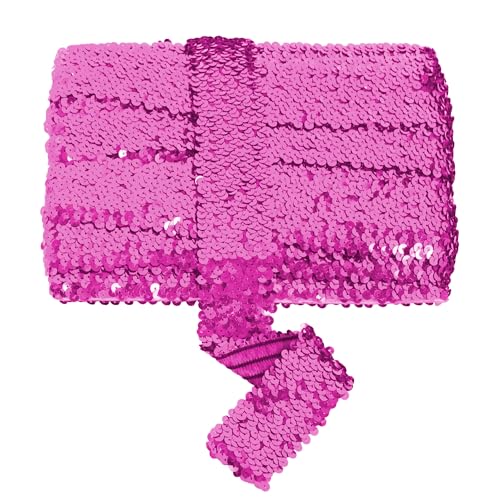 Elastischer Paillettenbesatz, 4,8 cm, 5 Reihen, flaches Glitzer-Paillettenband, glitzernder Stoff, metallischer Stretch-Paillettenstreifen, DIY, Nähen, Verzierung, 11 Meter, Hot Pink von EZ Trims