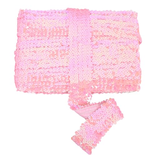 Elastischer Paillettenbesatz, 4,8 cm, 5 Reihen, flaches Glitzer-Paillettenband, glitzernder Stoff, metallischer Stretch-Paillettenstreifen, DIY, Nähen, Verzierung, 11 Meter, Rosa von EZ Trims