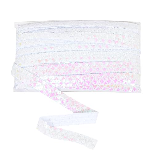 Pailletten-Bordüre, 2,3 cm, 4 Reihen, 22,7 m, Glitzer-Paillettenband, Metallic, Stretch, Bling-Streifen, DIY, Handwerk, Dekoration, Farbverlauf, Weiß Pailletten-Bordüre, 2,3 cm, 4 Reihen, 22,7 m, Glitzer-Paillettenband, Metallic, Stretch, Bling-Streifen, DIY, Handwerk, Dekoration, Farbverlauf, Weiß von EZ Trims