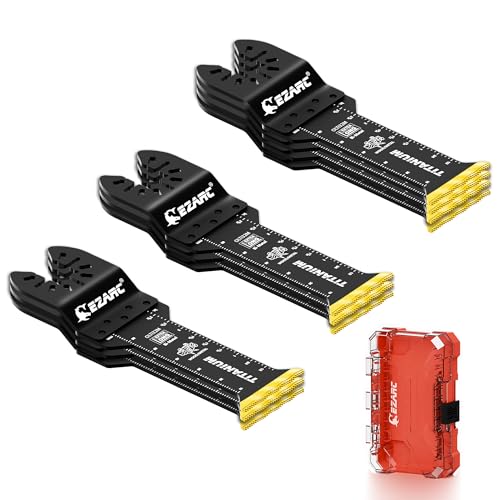 EZARC 10tlg Multitool Sägeblätter aus Titan, extra langes oszillierendes Zubehör Set, zum Schneiden von Metall, Holznägeln Multifunktionswerkzeug Zubehör EZARC 10tlg Multitool Sägeblätter aus Titan, extra langes oszillierendes Zubehör Set, zum Schneiden von Metall, Holznägeln Multifunktionswerkzeug Zubehör von EZARC