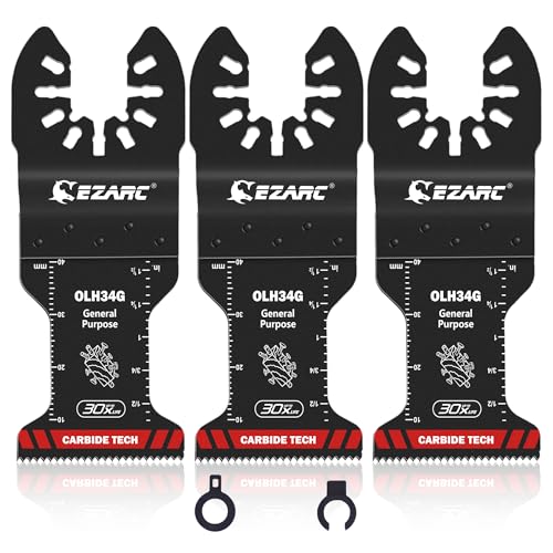 EZARC Hartmetall Multitool Sägeblätter, 3tlg Oszillierende Sägeblätter Carbide Allzweck, für Metall, Nägel, Holz, Gips, Trockenbau und PVC EZARC Hartmetall Multitool Sägeblätter, 3tlg Oszillierende Sägeblätter Carbide Allzweck, für Metall, Nägel, Holz, Gips, Trockenbau und PVC von EZARC