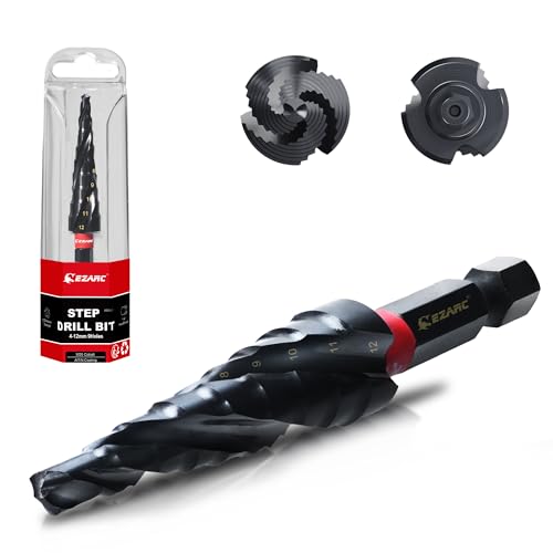 EZARC Stufenbohrer Ø4-12mm HSS Kobalt Pro TiAIN Profi Kegelbohrer Schälbohrer für Metall, Edelstahl, Aluminium, Holz, Kunststoff, 9 Stufen Konusbohrer von EZARC