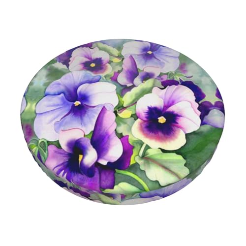 EZDLOWVBA Pansy Perfection Print Round Bar Chair Stool Cover Countryside Farm Printed Elastic Bottom Removable Washable Chair Protector Slipcovers Home Decor Seat Cover von EZDLOWVBA