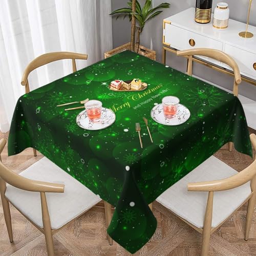 EZDLOWVBA Quadratische Tischdecke mit Aufdruck "Merry Christmas", wasserdicht, für Küche, Esszimmer, quadratisch, 137 x 137 cm, 152 x 152 cm von EZDLOWVBA