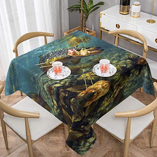 EZDLOWVBA Quadratische Tischdecke mit Fliegenfisch-Druck, wasserdicht, für Küche, Esszimmer, quadratische Tischdecke (137 x 137 cm) (152,4 x 152,4 cm) von EZDLOWVBA