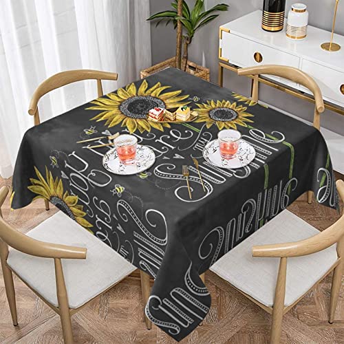 EZDLOWVBA Quadratische Tischdecke mit Sonnenblumen-Aufdruck, wasserdicht, für Küche, Esszimmer, quadratisch, 137 x 137 cm, 152 x 152 cm von EZDLOWVBA