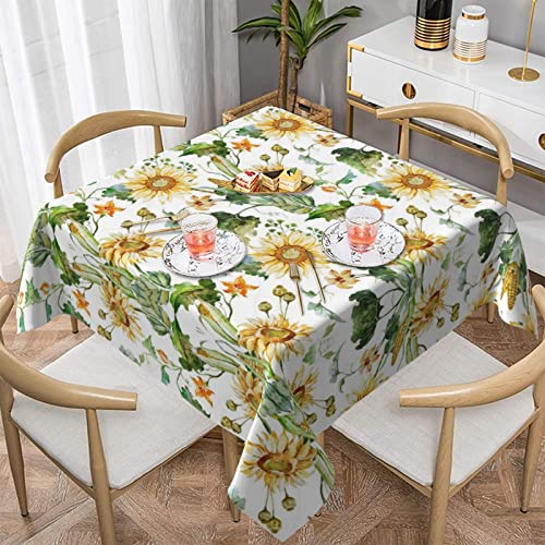 EZDLOWVBA Quadratische Tischdecke mit Sonnenblumen- und Mais-Druck, wasserdicht, für Küche, Esszimmer, quadratische Tischdecke (137 x 137 cm) (152 x 152 cm) von EZDLOWVBA