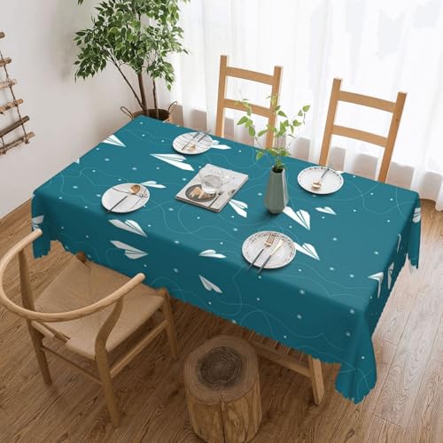 EZDLOWVBA Rechteckige Papier-Tischdecke mit Flugzeugdruck, abwischbar, wasserabweisend, Tischdecke für Zuhause, Esszimmer, Küche, Party, 137 x 183 cm von EZDLOWVBA