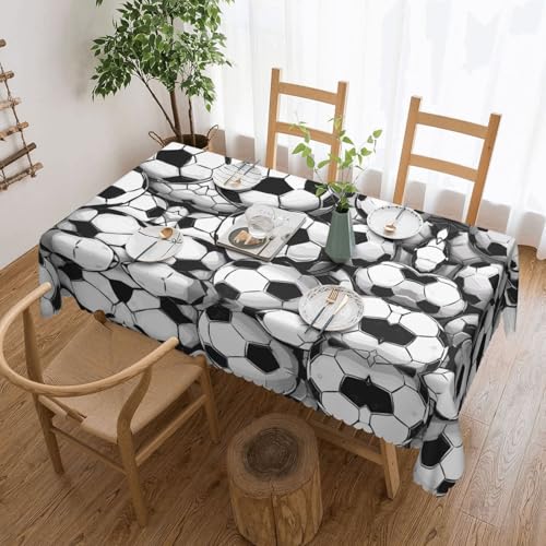 EZDLOWVBA Rechteckige Tischdecke, Motiv: Fußball-Meerese-Druck, abwischbar, wasserabweisend, Tischdecke für Zuhause, Esszimmer, Küche, Party, 137 x 183 cm von EZDLOWVBA