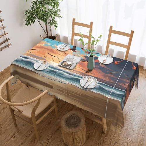 EZDLOWVBA Rechteckige Tischdecke, Motiv: Kokospalme, Sandstrand, abwischbar, wasserabweisend, Tischdecke für Zuhause, Esszimmer, Küche, Party, 137 x 183 cm von EZDLOWVBA