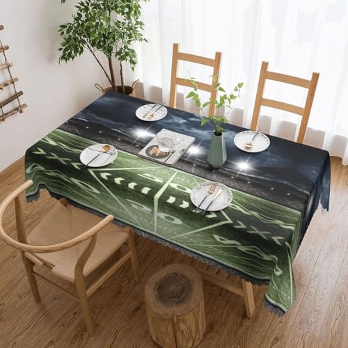 EZDLOWVBA Rechteckige Tischdecke, Motiv: Stadionfußball, Satdiumfeld, Licht, Nacht, abwischbar, wasserabweisend, Tischdecke für Zuhause, Esszimmer, Küche, Party, 137 x 183 cm von EZDLOWVBA