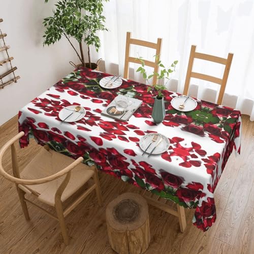 EZDLOWVBA Rechteckige Tischdecke, abwischbar, wasserabweisend, für Zuhause, Esszimmer, Küche, Party, 137 x 183 cm, Rot von EZDLOWVBA