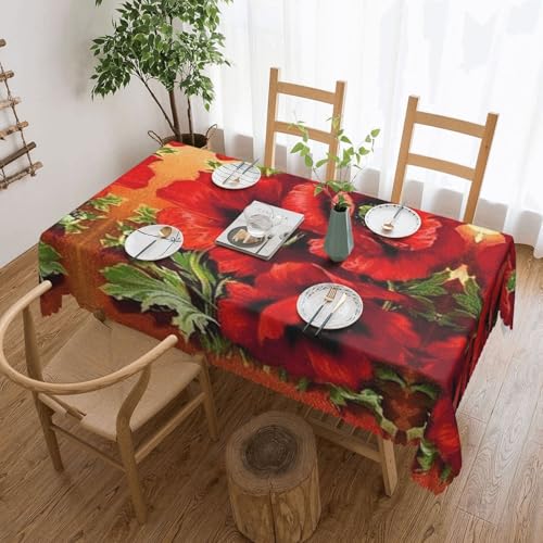 EZDLOWVBA Rechteckige Tischdecke, abwischbar, wasserabweisend, für Zuhause, Esszimmer, Küche, Party, 137 x 183 cm, Rot von EZDLOWVBA