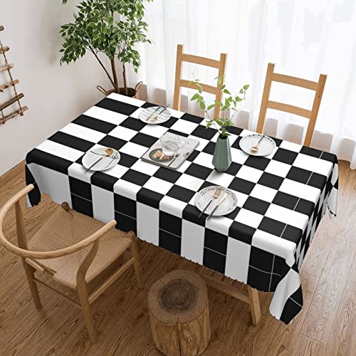 EZDLOWVBA Rechteckige Tischdecke, abwischbar, wasserabweisend, für Zuhause, Esszimmer, Küche, Party, 137 x 183 cm, Schwarz und Weiß von EZDLOWVBA