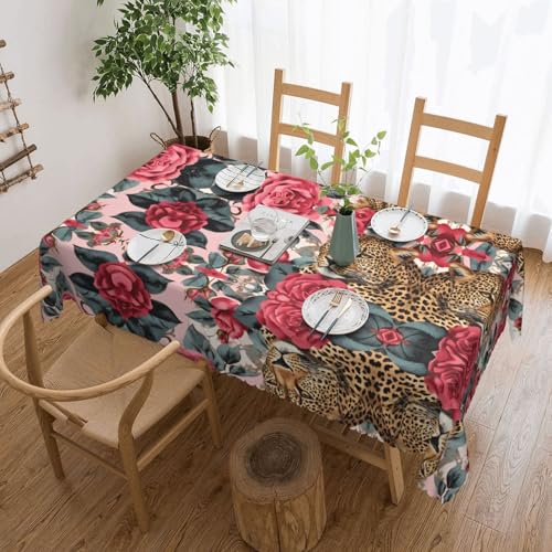 EZDLOWVBA Rechteckige Tischdecke, gestreift, Leopardenmuster, abwischbar, wasserabweisend, Tischdecke für Zuhause, Esszimmer, Küche, Party, 137 x 183 cm von EZDLOWVBA