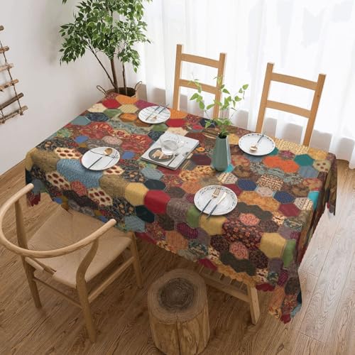 EZDLOWVBA Rechteckige Tischdecke im afrikanischen Stil, Patchwork-Druck, abwischbar, wasserabweisend, Tischdecke für Zuhause, Esszimmer, Küche, Party, 137 x 183 cm von EZDLOWVBA