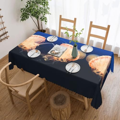 EZDLOWVBA Rechteckige Tischdecke mit 3D-Quallen-Druck, abwischbar, wasserabweisend, Tischdecke für Zuhause, Esszimmer, Küche, Party, 137 x 183 cm von EZDLOWVBA