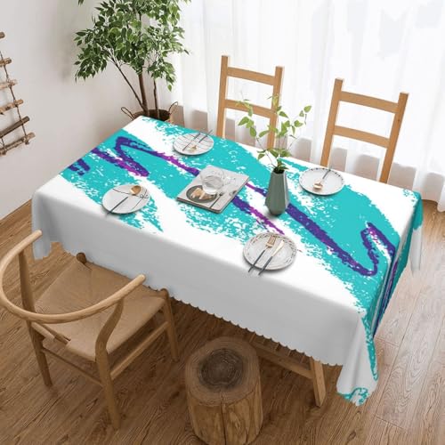 EZDLOWVBA Rechteckige Tischdecke mit 90er-Jahre-Tassen-Motiv, abwischbar, wasserabweisend, Tischdecke für Zuhause, Esszimmer, Küche, Party, 137 x 183 cm von EZDLOWVBA