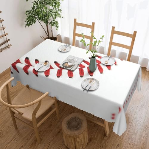 EZDLOWVBA Rechteckige Tischdecke mit Baseball-Spitze, Nahaufnahme, abwischbar, wasserabweisend, Tischdecke für Zuhause, Esszimmer, Küche, Party (137 x 183 cm) von EZDLOWVBA