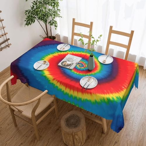 EZDLOWVBA Rechteckige Tischdecke mit Batikmuster, abwischbar, wasserabweisend, Tischdecke für Zuhause, Esszimmer, Küche, Party, 137 x 183 cm von EZDLOWVBA