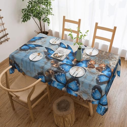 EZDLOWVBA Rechteckige Tischdecke mit Blumen- und Schmetterlings-Aufdruck, abwischbar, wasserabweisend, Tischdecke für Zuhause, Esszimmer, Küche, Party, 137 x 183 cm von EZDLOWVBA