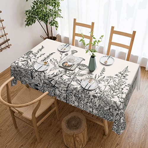 EZDLOWVBA Rechteckige Tischdecke mit Blumenkräuter-Gravur, abwischbar, wasserabweisend, Tischdecke für Zuhause, Esszimmer, Küche, Party, 137 x 183 cm von EZDLOWVBA