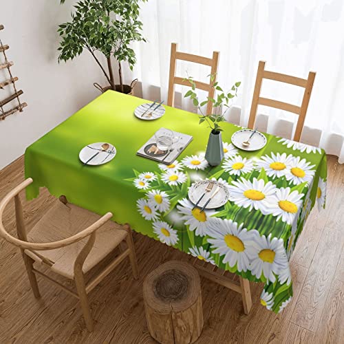 EZDLOWVBA Rechteckige Tischdecke mit Blumenmuster und Gänseblümchen, abwischbar, wasserabweisend, Tischdecke für Zuhause, Esszimmer, Küche, Party, 137 x 183 cm von EZDLOWVBA