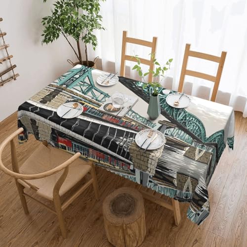 EZDLOWVBA Rechteckige Tischdecke mit Dampfzug-Druck, abwischbar, wasserabweisend, Tischdecke für Zuhause, Esszimmer, Küche, Party, 137 x 183 cm von EZDLOWVBA