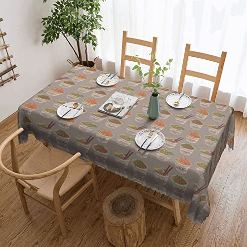 EZDLOWVBA Rechteckige Tischdecke mit Eierbecher-Nudeln, Ramen-Druck, abwischbar, wasserabweisend, Tischdecke für Zuhause, Esszimmer, Küche, Party, 137 x 183 cm von EZDLOWVBA